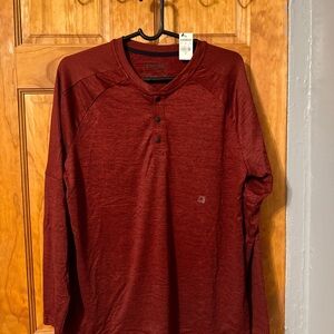 Express Men's Maroon Long Sleeve Henley